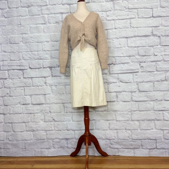 Max Azria Collection Ivory Cotton Knee-Length Skirt - Picture 5 of 9